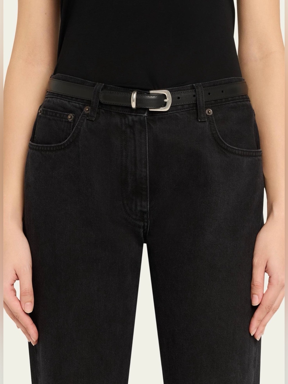 NWT The Row Ring Belt Black/Silver Size 80